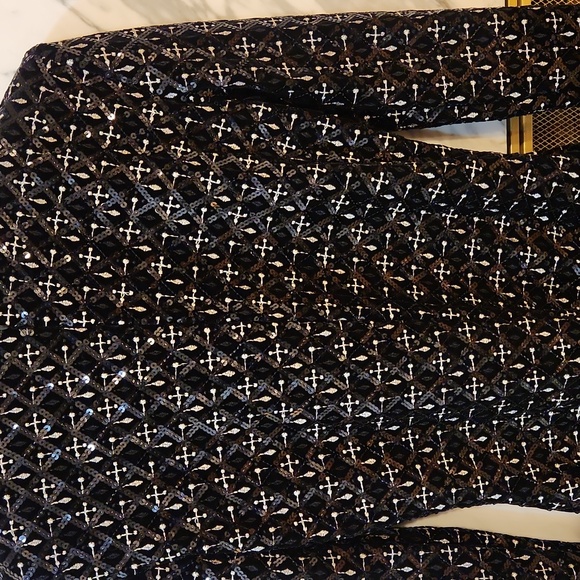 NADINE MERABI Black Sequin Long Sleeve Dress - Picture 10 of 16